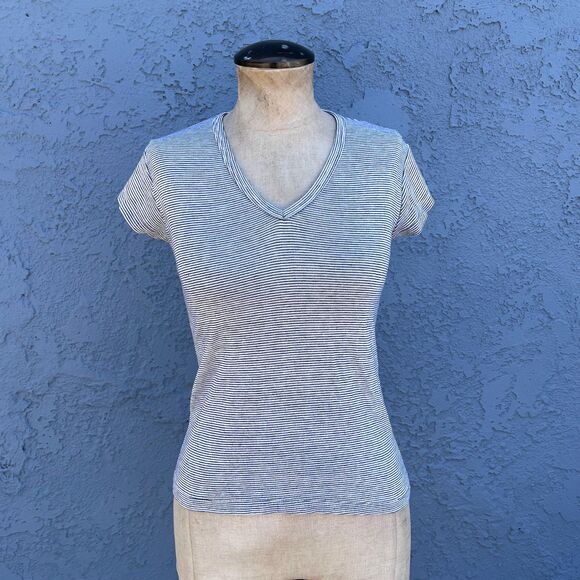 1980s Striped Baby tee Size M/L Retro T-shirt Scoop neck - Picture 7 of 10